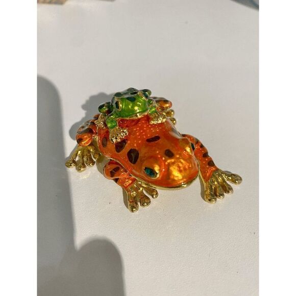 Taylor Avedon Orange Frog Jewelry / Trinket Box - Picture 2 of 6